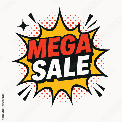 Mega Sale Pop Art Comic Style Banner.