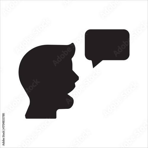 thin line head like voice command. concept of girl or boy singing or speaking and control technology. stroke flat style trendy modern logotype graphic line
