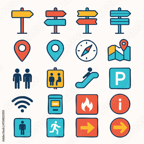 Public Place Icons Set.