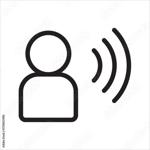 thin line head like voice command. concept of girl or boy singing or speaking and control technology. stroke flat style trendy modern logotype graphic line