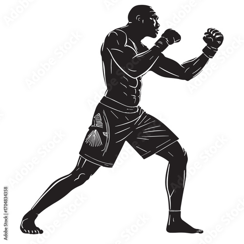 Black mixed martial arts- mma global Silhouette Vector, High Quality Illustration on White Background
