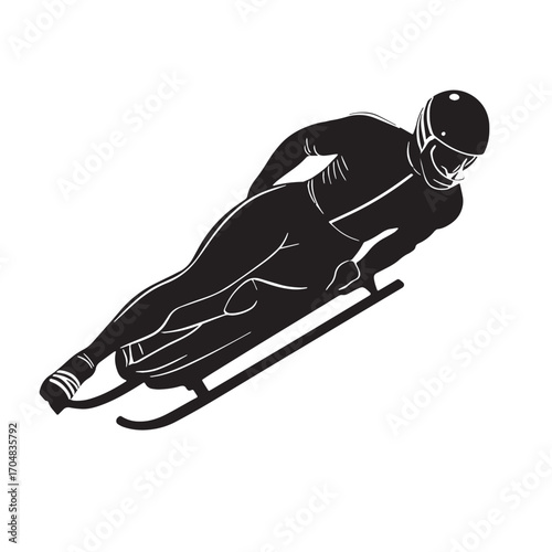 Black luge Silhouette Vector, High Quality Illustration on White Background