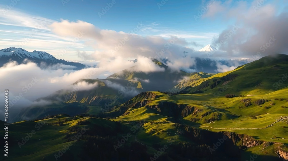 Obraz premium vast mountain valley with a winding river