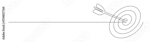 Arrow Hitting Target Continuous Line Art