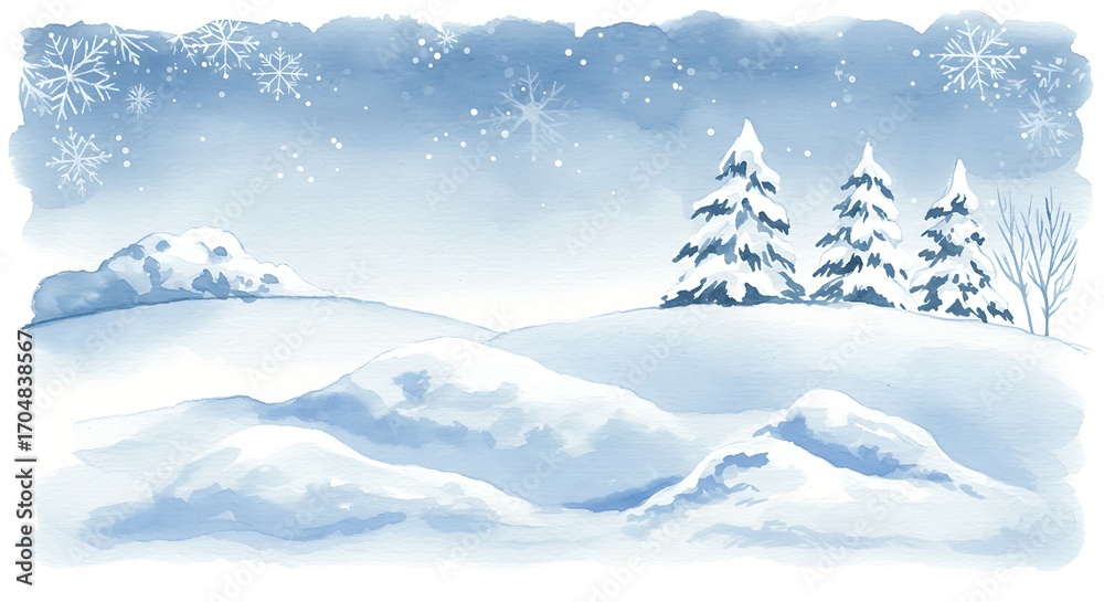 Obraz premium Snowy winter landscape illustration