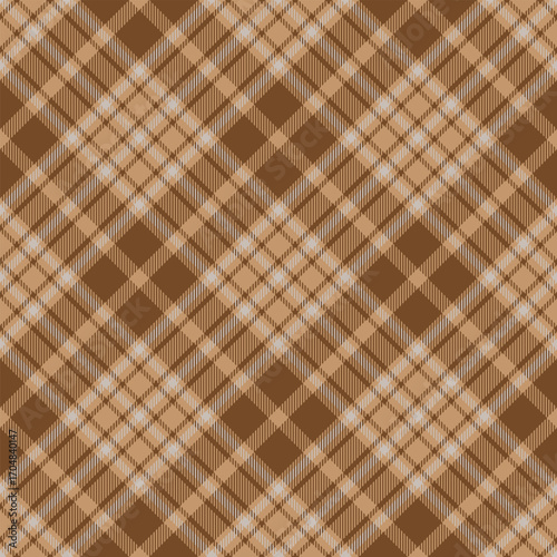 Seamless  brown color check pattern. Repeating patern plaid. Checkered design for prints. Repeated tartan fabric. Vector scottish fabriс. Ekose texture. Madras flannel. Checker line. Stripe gingham