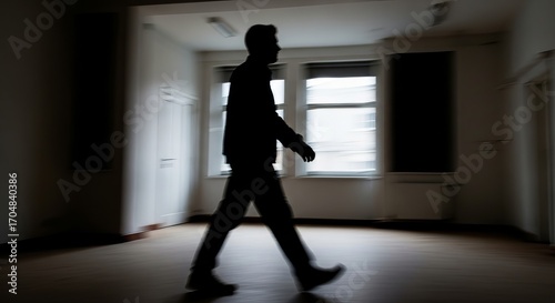 Wallpaper Mural Silhouette of a man walking in an empty room with soft natural light. Torontodigital.ca