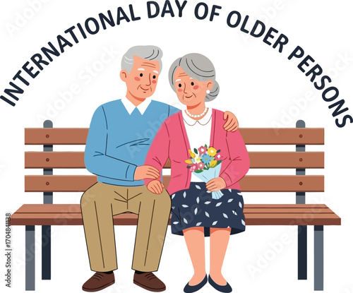 Elderly couple sitting on a bench to celebrate the international day of older persons