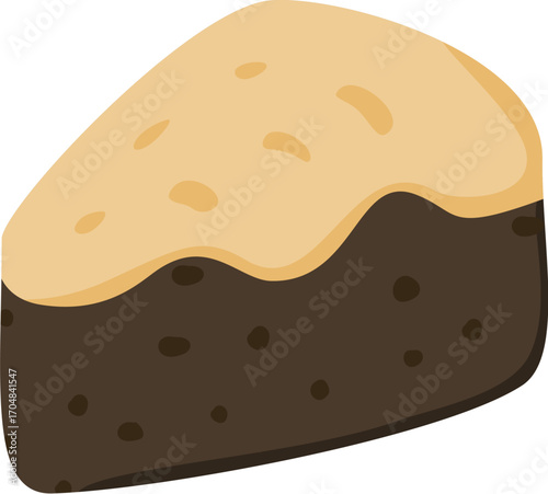 Chocolate cheesecake slice icon with creamy top and dark base for autumn sweet treat