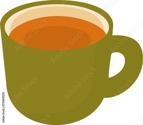 Warm cup of hot tea icon in green mug perfect for cozy autumn drink design