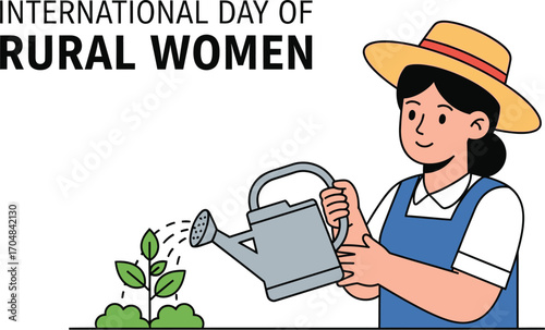 International day of rural women with woman watering plant for awareness