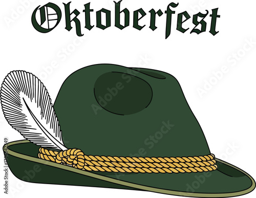 Oktoberfest celebration with traditional green hat and feather for festive event promotion