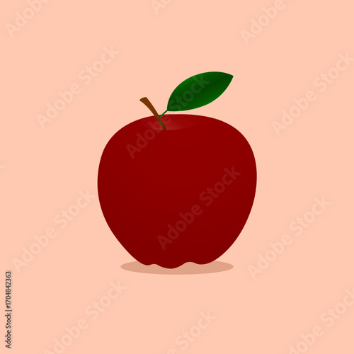 Red apple vector illustration isolated.