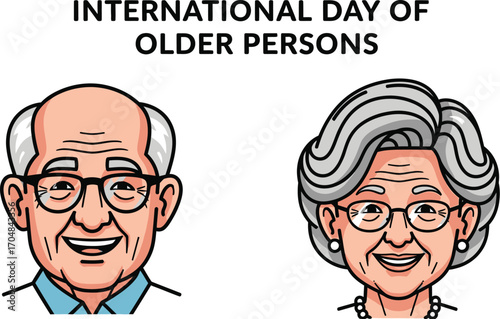 Illustration of an elderly couple for the International Day of older persons
