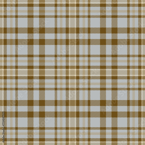 Seamless beige color check pattern. Repeating patern plaid. Checkered design for prints. Repeated tartan fabric. Vector scottish fabriс. Ekose texture. Madras flannel. Checker line. Stripe gingham