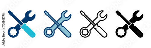 Repair icon vector isolated on white background. Wrench and screwdriver icon. settings vector icon. Maintenance. tools