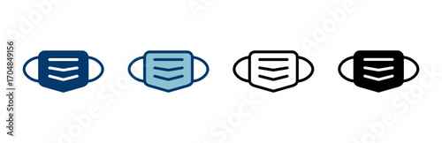 Mask icon vector isolated on white background. Man face with mask icon. Safety breathing masks. Industrial safety N95 mask. Medical mask vector icon.