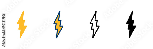 Lightning icon vector isolated on white background. Bolt icon vector. Energy and thunder electric icon