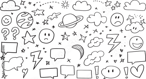 doodle icons and symbols for creative projects and digital design ideas