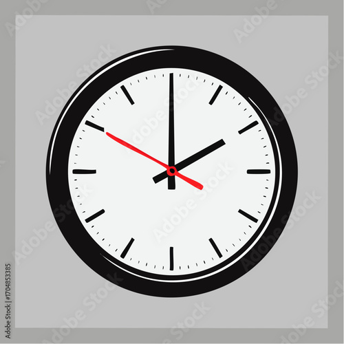 Simple classic round wall clock icon showing the time. Vector illustration representing the concepts of deadlines, schedules, and time management