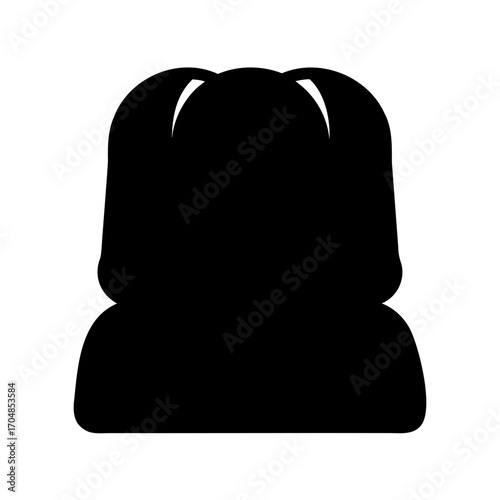 Black silhouette of a person with a bob hairstyle and bangs styled up