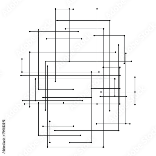 A minimalist and abstract background with a network of interconnected black lines and dots, suggesting technology or data. vector illustration