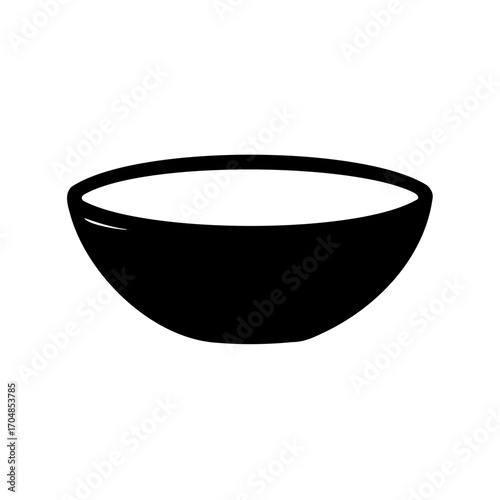 Simple black and white vector illustration of a bowl for food preparation