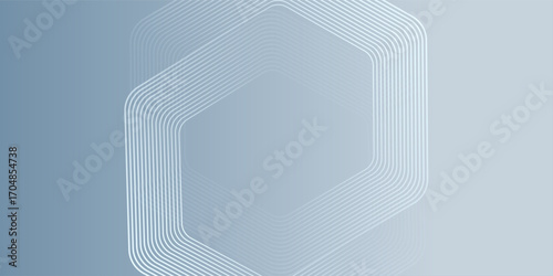 Abstract hexagon lines on gray background. Geometric stripe line art design for poster, brochure, cover, website, banner.