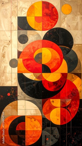 Abstract art with circles and squares