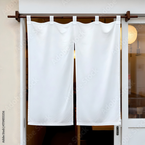 Wallpaper Mural Traditional Japanese Doorway with White Noren Curtain for Mockup Torontodigital.ca