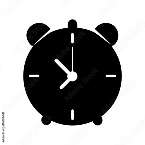 Stylized silhouette of an alarm clock showing time around five minutes past ten