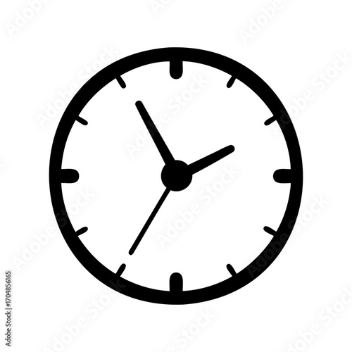Simple black and white vector illustration of a classic analog clock
