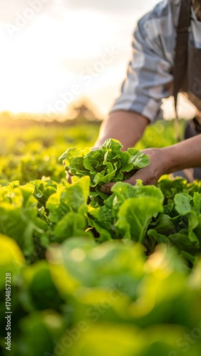Person harvesting fresh greens