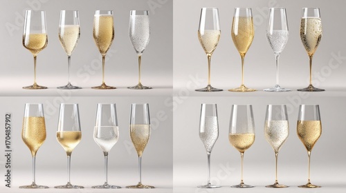 Wallpaper Mural Champagne flutes in various stages of fullness, against a neutral backdrop Torontodigital.ca