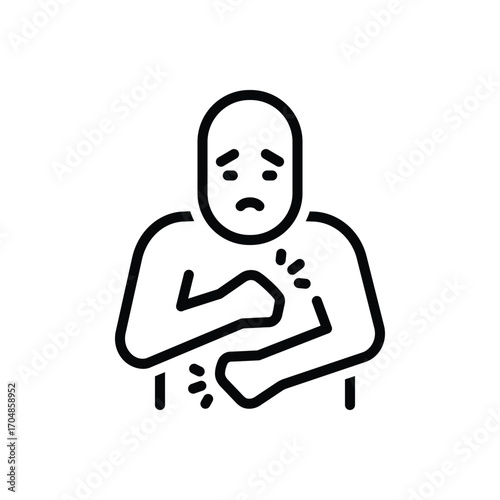 Black line icon for dyspeptic pain