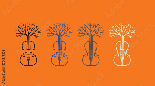 Abstract tree violin vector 
