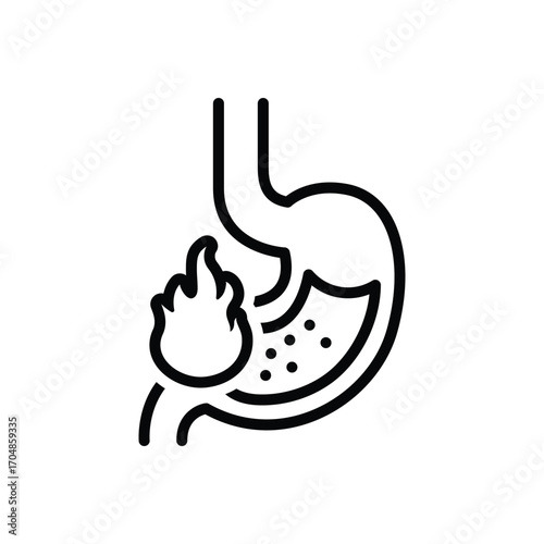 Black line icon for gastrointestinal discomfort