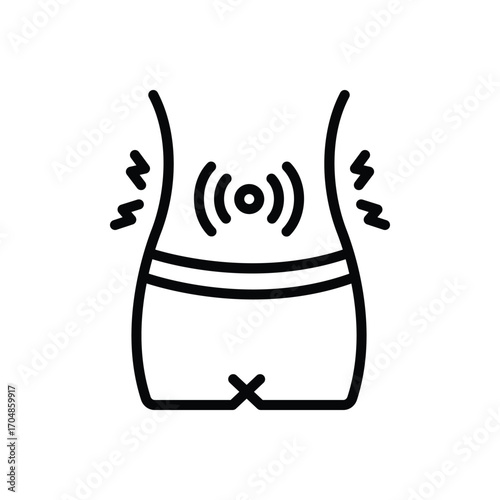 Black line icon for stomach spasm