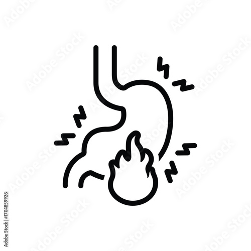Black line icon for upset digestion