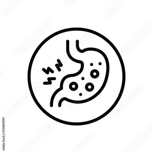 Black line icon for upset digestion