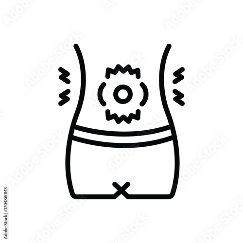 Black line icon for abdominal cramping