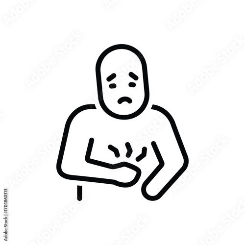 Black line icon for aching stomach