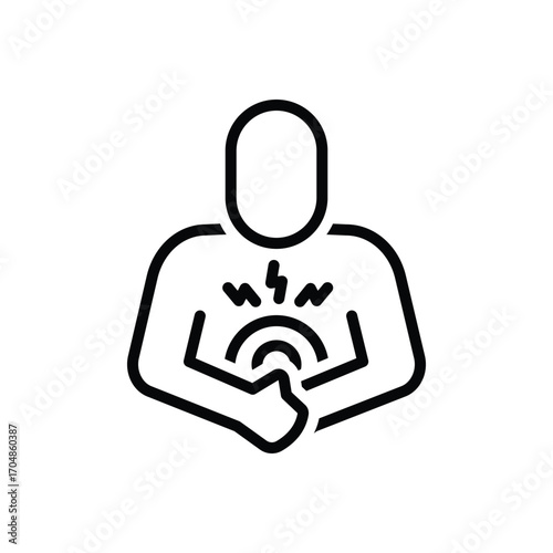 Black line icon for bellyache