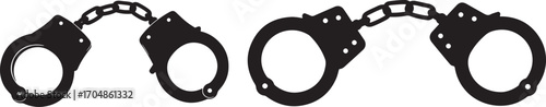 Two pairs of handcuffs silhouette