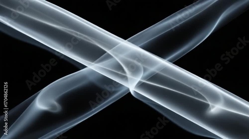 Ethereal Smoke Cross Abstract, Ideal for Backgrounds, Design Elements and Creative Projects. This image captures a captivating abstract composition of delicate smoke trails forming a cross shape.