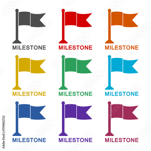 Milestone glyph icon isolated on white background. Set icons colorful