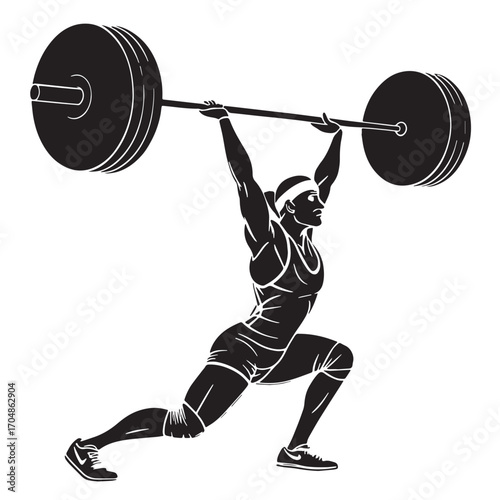 Black powerlifting Silhouette Vector, High Quality Illustration on White Background