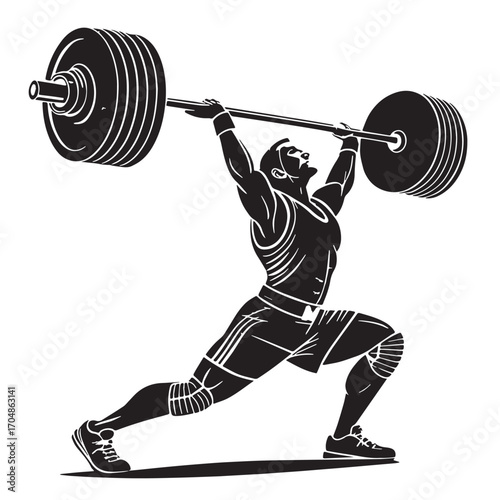 Black powerlifting Silhouette Vector, High Quality Illustration on White Background