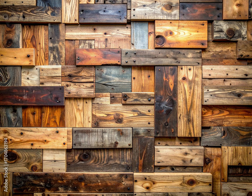 古材モザイクのアートパネル / Reclaimed Wood Mosaic Panel