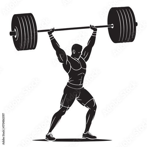 Black powerlifting Silhouette Vector, High Quality Illustration on White Background